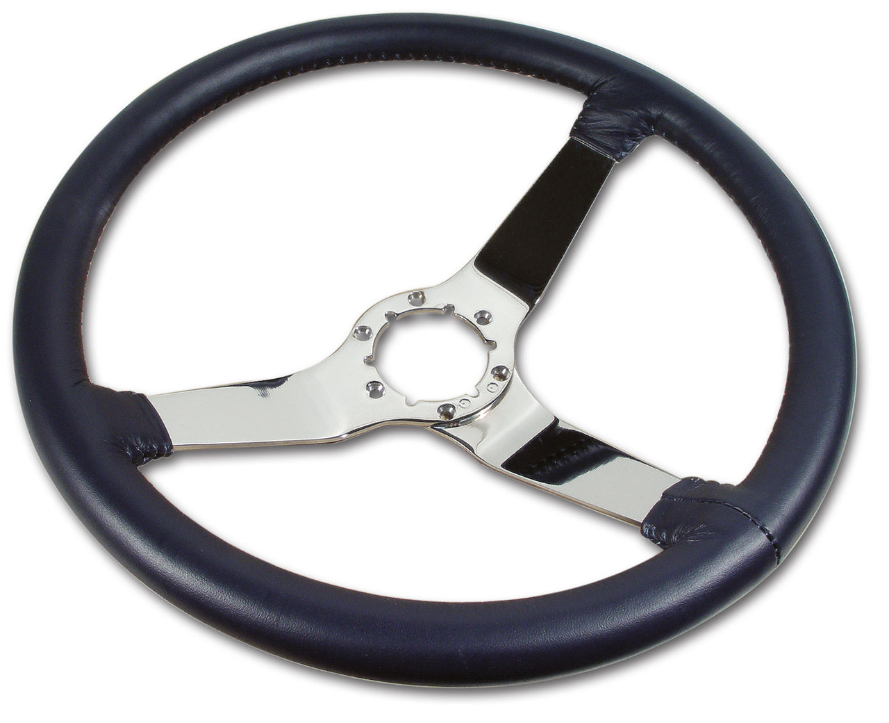 1978-1981 Corvette Leather Steering Wheel - Dark Blue W/Chrome Spokes - CA-X23848-Corvette-Store-Online