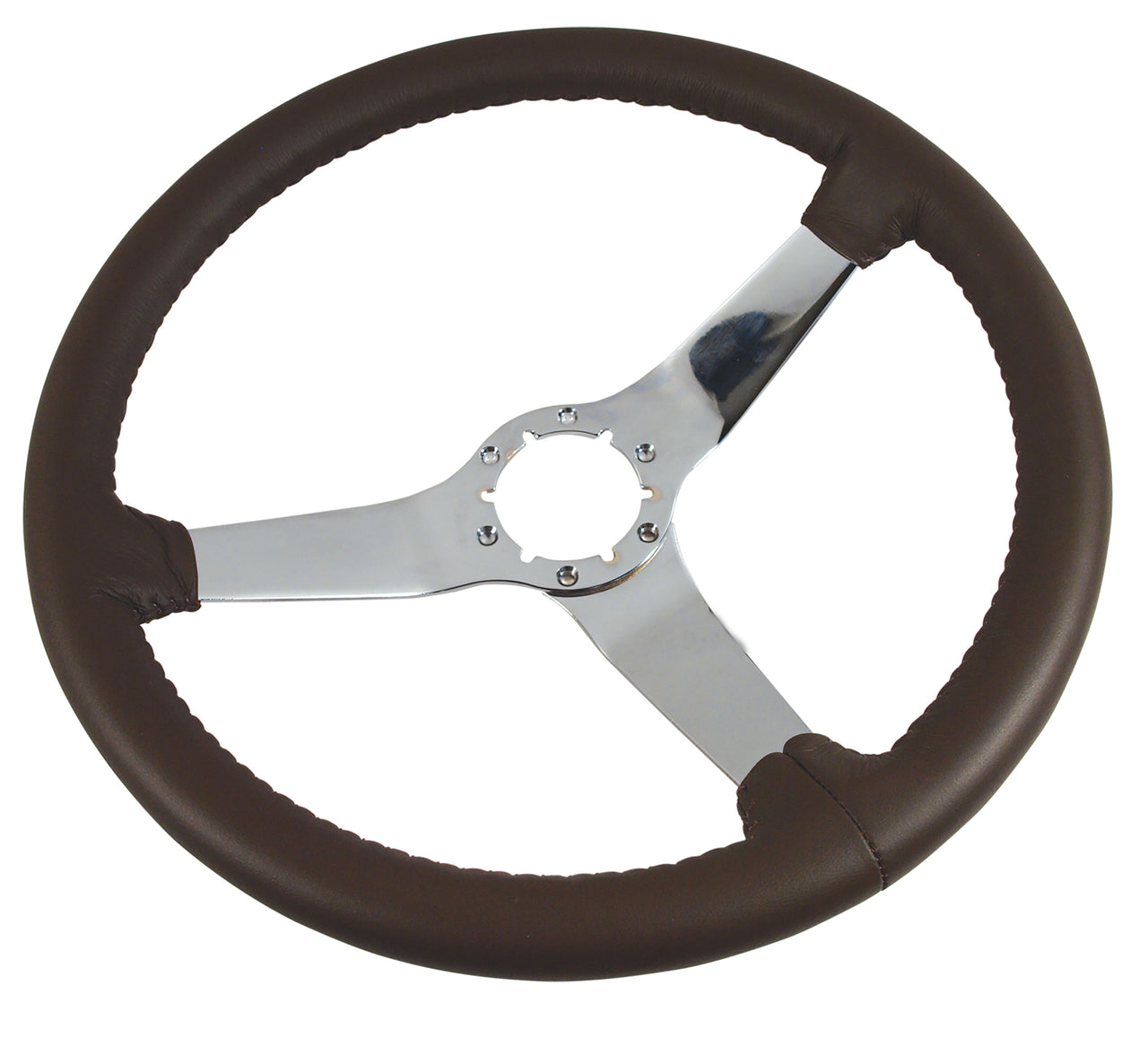 1977-1978 Corvette Leather Steering Wheel - Dark Brown W/Chrome Spokes - CA-X23855-Corvette-Store-Online