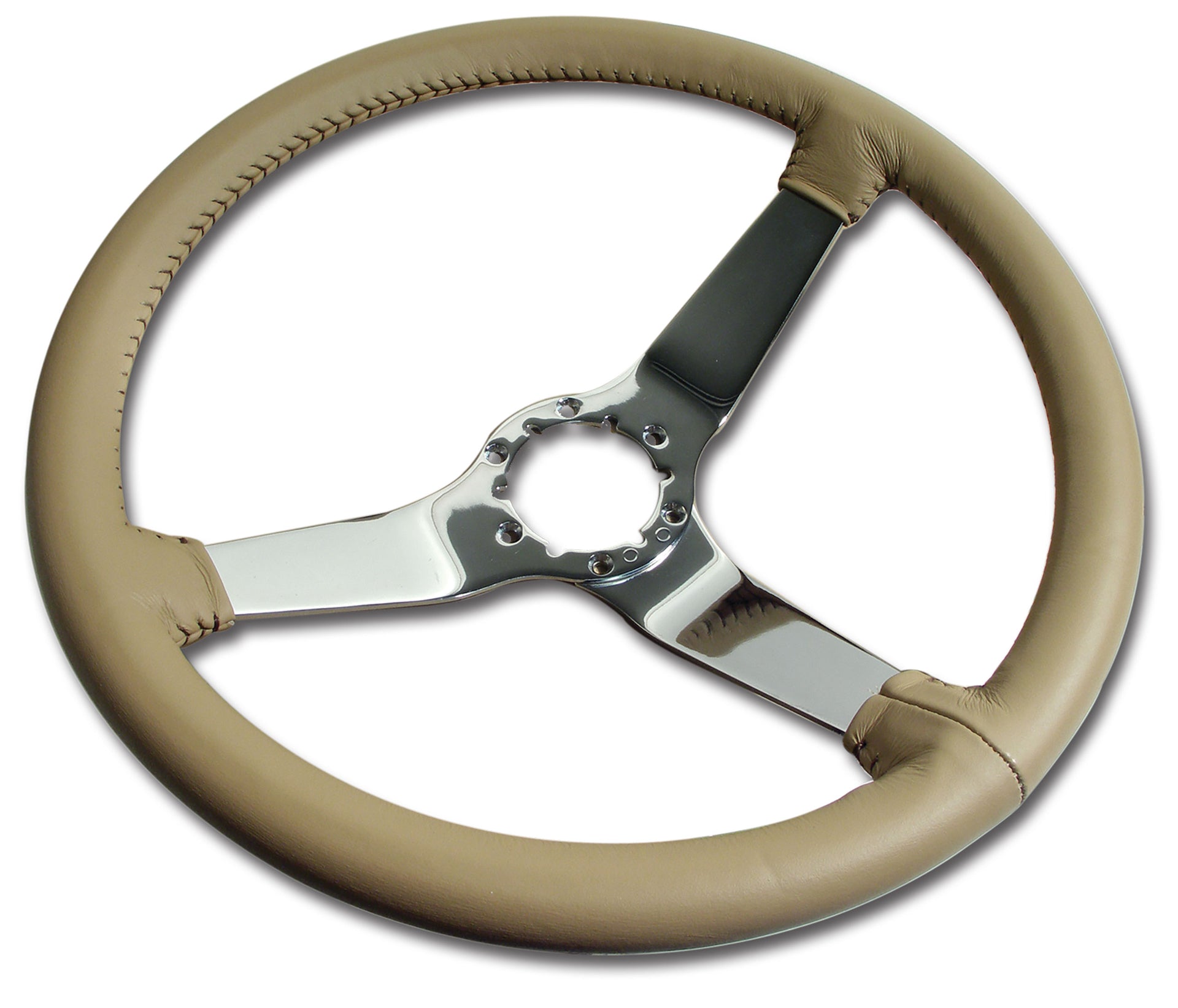 1977-1977 Corvette Leather Steering Wheel - Buckskin W/Chrome Spokes - CA-X23857-Corvette-Store-Online
