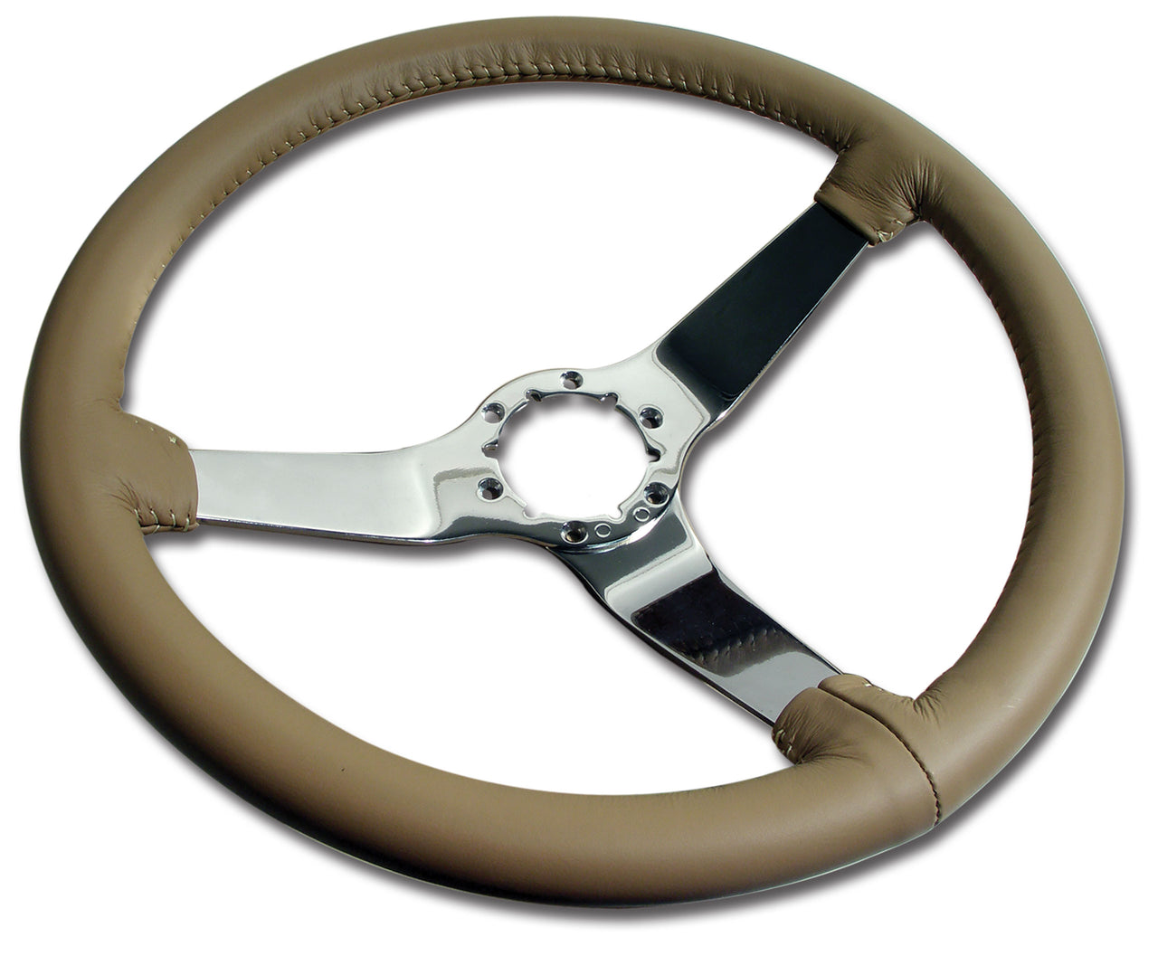 1981-1982 Corvette Leather Steering Wheel - Camel W/Chrome Spokes - CA-X23858-Corvette-Store-Online