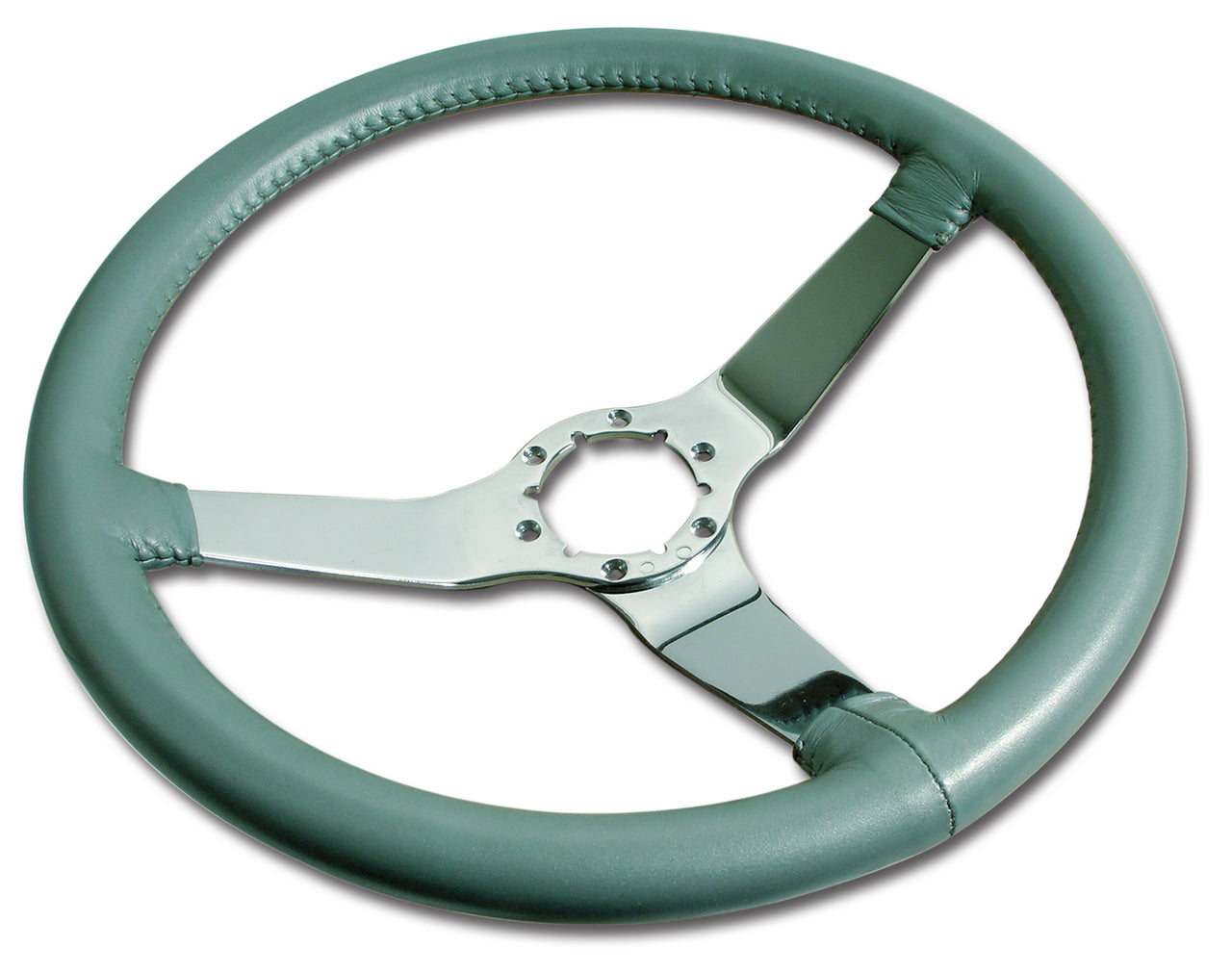 1982-1982 Corvette Leather Steering Wheel - Silvergreen W/Chrome Spokes - CA-X23859-Corvette-Store-Online