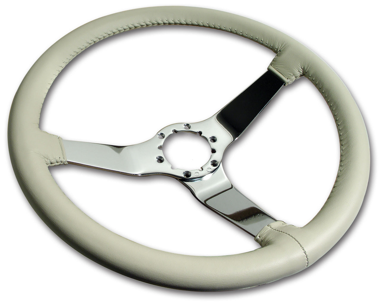 1979-1980 Corvette Leather Steering Wheel - Oyster W/Chrome Spokes - CA-X23866-Corvette-Store-Online