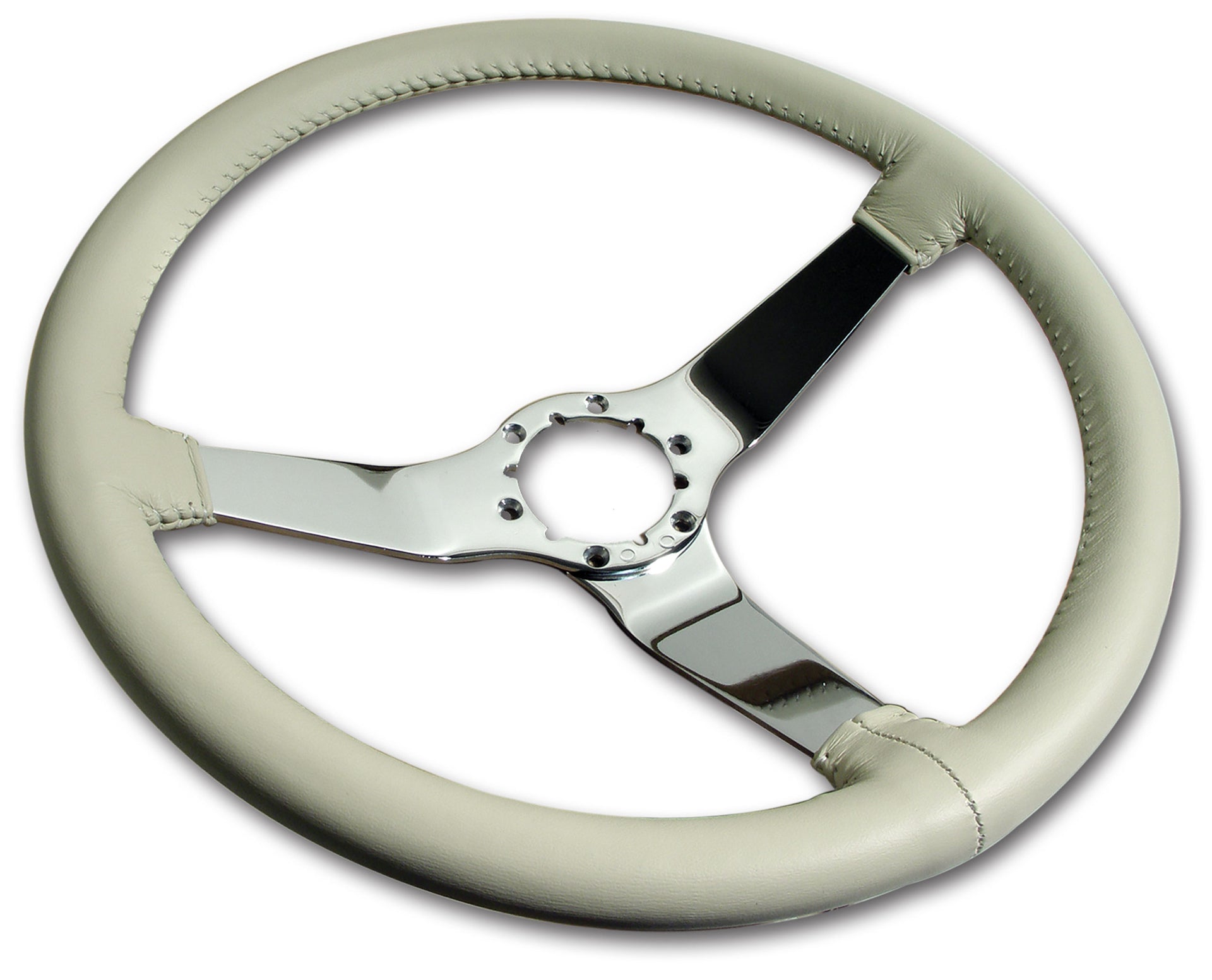 1979-1980 Corvette Leather Steering Wheel - Oyster W/Chrome Spokes - CA-X23866-Corvette-Store-Online