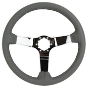 1982-1982 Corvette Leather Steering Wheel - Gray W/Chrome Spokes - CA-X23868-Corvette-Store-Online