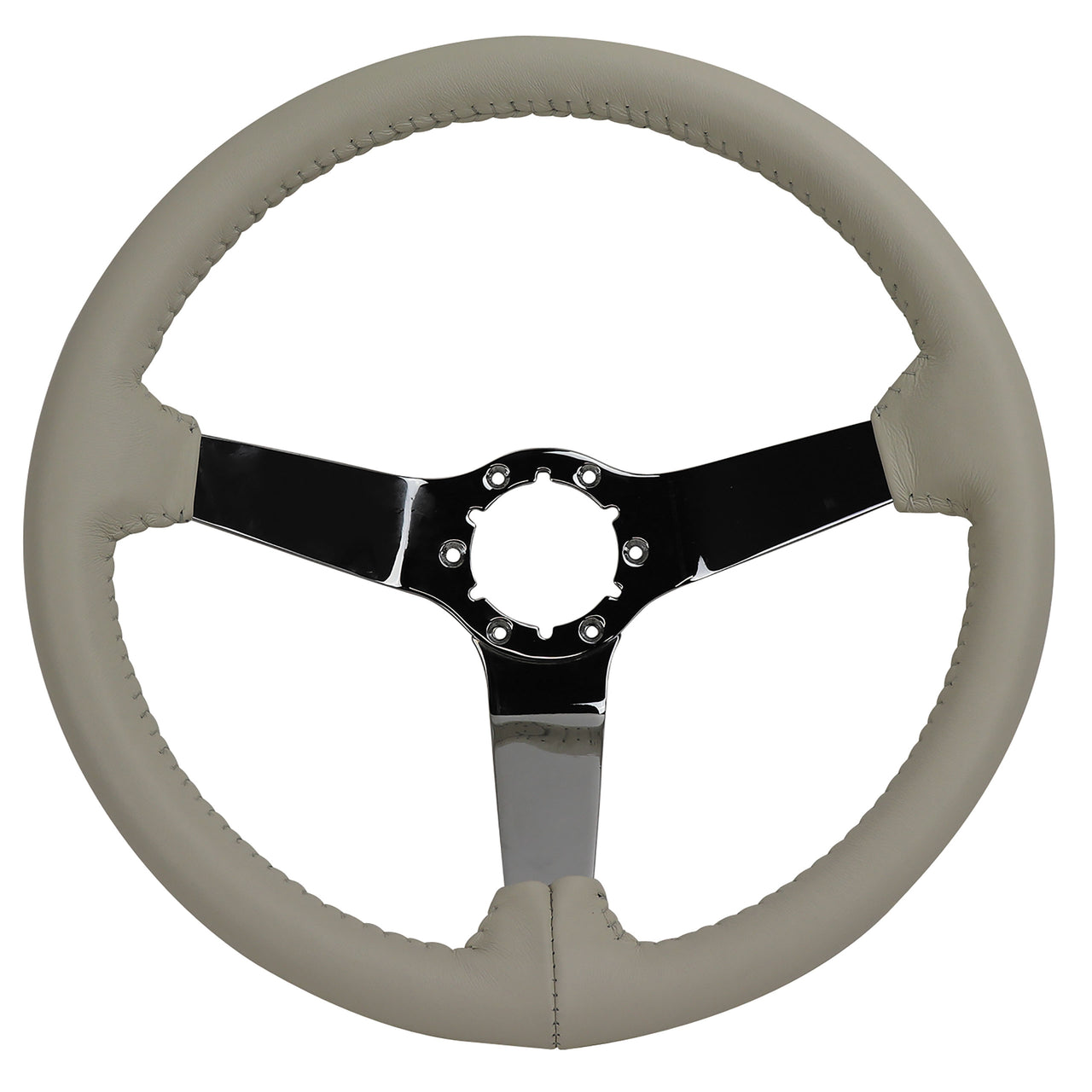 1977-1977 Corvette Leather Steering Wheel - White W/Chrome Spokes - CA-X23876-Corvette-Store-Online