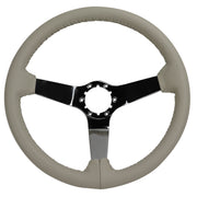 1977-1977 Corvette Leather Steering Wheel - White W/Chrome Spokes - CA-X23876-Corvette-Store-Online