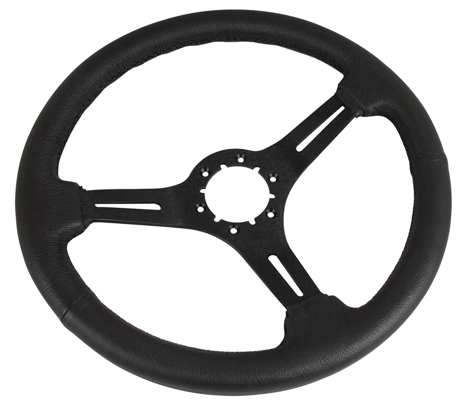 1968-1982 Corvette Leather Steering Wheel W/Slotted Black Spokes - Black - CA-X2553-Corvette-Store-Online