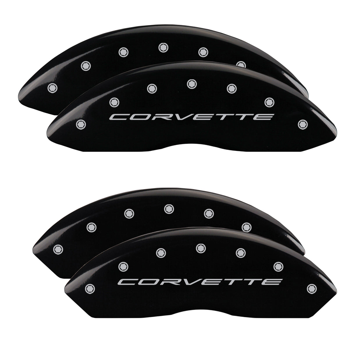 C8 Corvette Script, Black - C8 Corvette Stingray MGP Brake Caliper Covers Set of 6