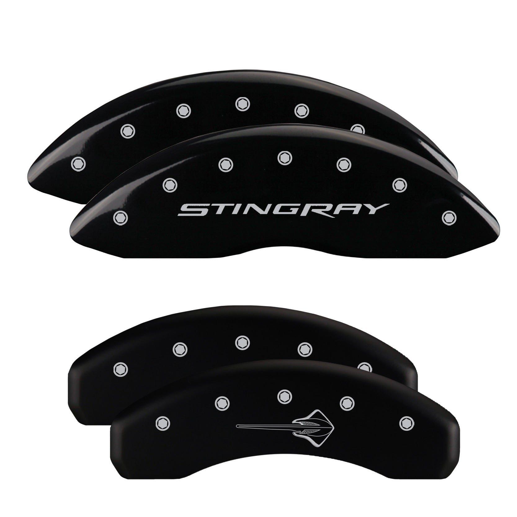 C7 Stingray Script Front / Stingray Emblem Rear, Black - C7 Corvette Stingray MGP Brake Caliper Covers