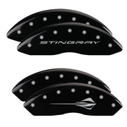 STINGRAY Wordmark Front / Stingray Emblem Rear, Black - C8 Corvette 4-Piece MGP Brake Caliper Covers