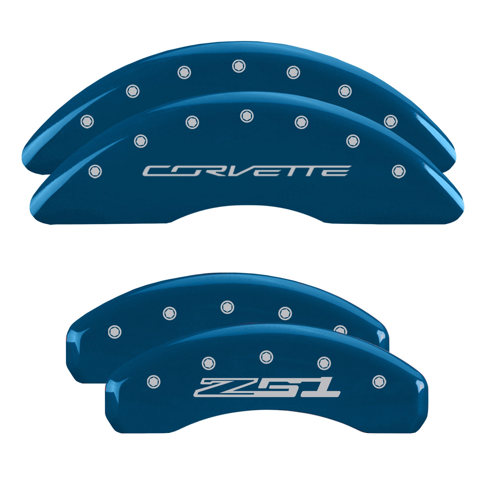 C7 Corvette Script Front / Z51 Rear, Blue - C7 Corvette Stingray MGP Brake Caliper Covers