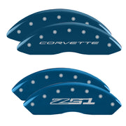 Corvette C8 Wordmark Front / Z51 Style 2 Rear, Blue - C8 Corvette 4-Piece MGP Brake Caliper Covers