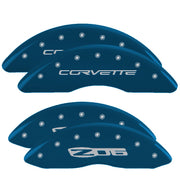C6 Corvette Script Front / Z06 Rear, Blue - C6 Corvette Z06 Grand Sport MGP Brake Caliper Covers