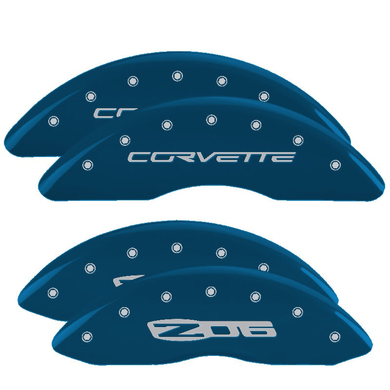 C6 Corvette Script Front / Z06 Rear, Blue - C6 Corvette Z06 Grand Sport MGP Brake Caliper Covers