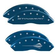 STINGRAY Wordmark Front / Stingray Emblem Rear, Blue - C8 Corvette 4-Piece MGP Brake Caliper Covers