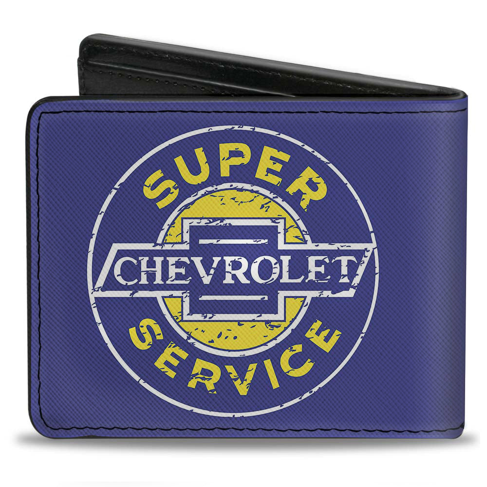 Chevrolet Super Service Logo Blue & Yellow Bi-Fold Wallet