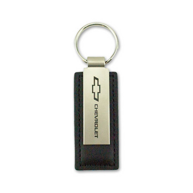 BOWTIE CHEVROLET METAL AND LEATHER KEYCHAIN