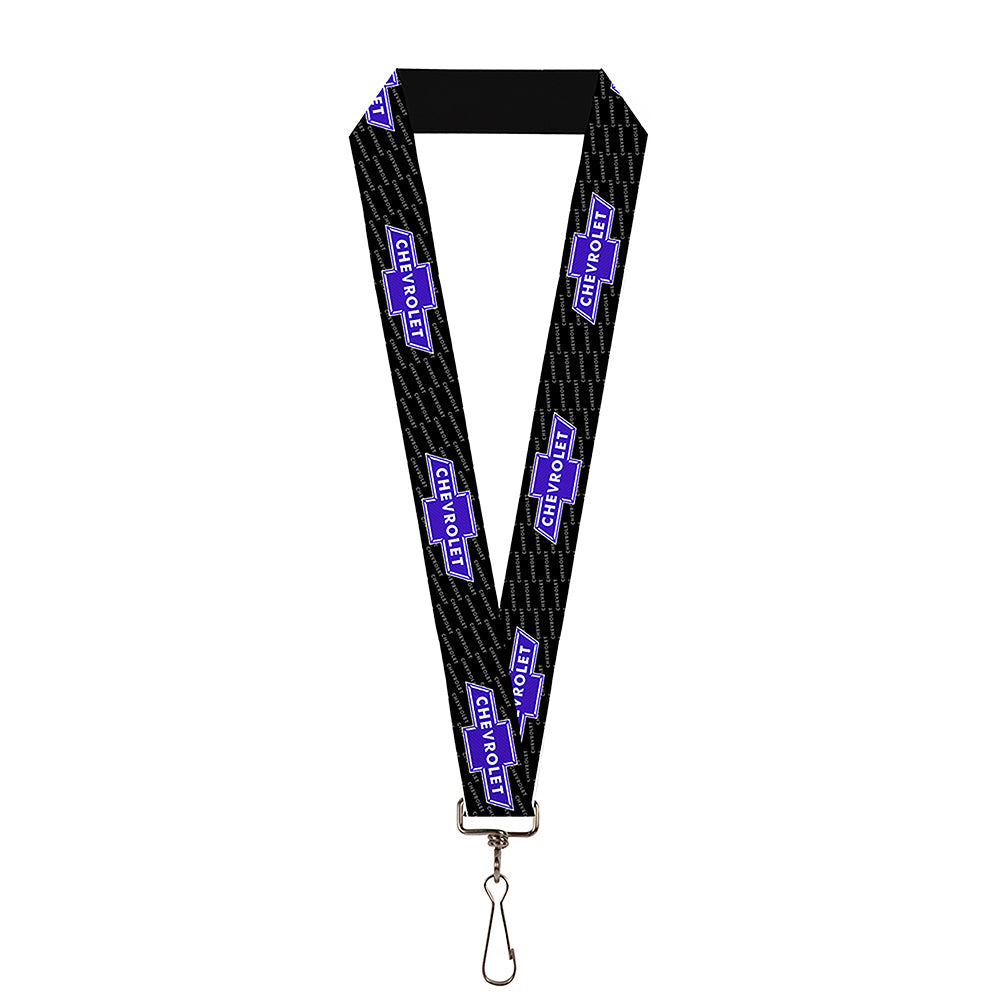 Chevy Bowtie Back & Blue With Text Lanyard - 1.0"