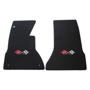 1956-1962 C1 Corvette Lloyd front floor mats - Black with Chevrolet Cross Flags Logo