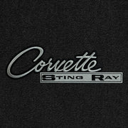 Lloyd Corvette Stingray (1963-65) Silver Letters on Black APP - C2 Corvette floor mat emblem