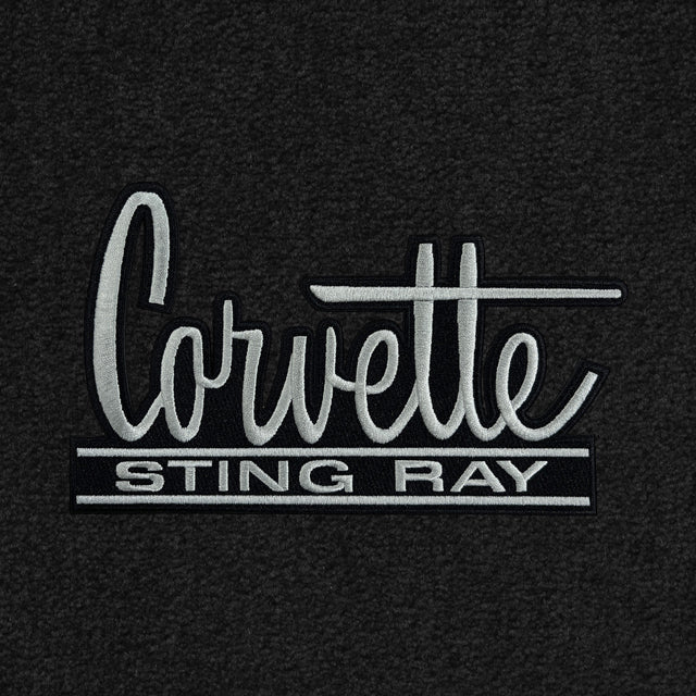 Lloyd Corvette Stingray (1966-67) Silver Letters on Black APP - C2 Corvette floor mat emblem