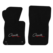 1963-1967 C2 Corvette Lloyd front floor mats - Black with Red Corvette Sting Ray Logo (1963-65)