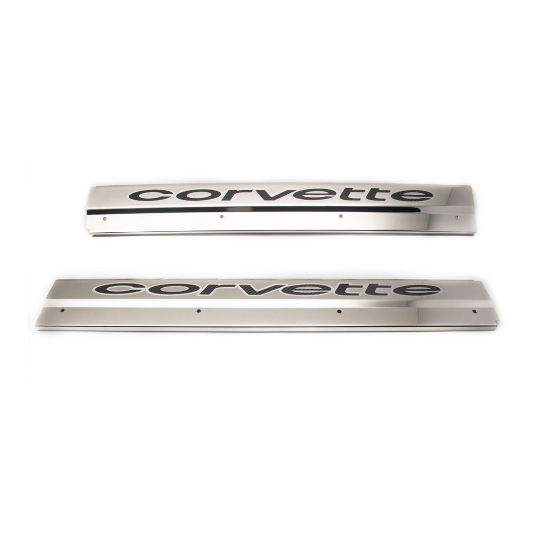 C3 Corvette Doorsills | Polished Stainless | Colored Vinyl Inlay | 1978-1982