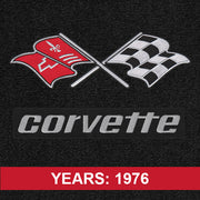 Lloyd Crossed Flags and Corvette Word Double Logo 1976 Style - C3 Corvette floor mat emblem