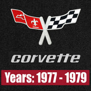 Lloyd Crossed Flags and Corvette Word Double Logo 1977-79 Style - C3 Corvette floor mat emblem