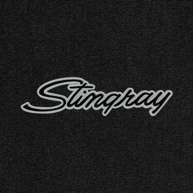 Lloyd Stingray Script Black on Silver - C3 Corvette floor mat emblem