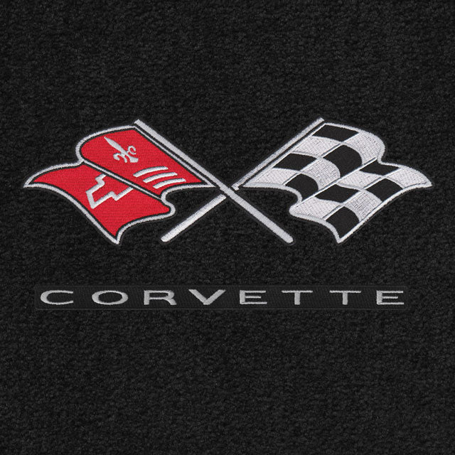 Lloyd Crossed Flags and Corvette Word Double Logo 1968-73 - C3 Corvette floor mat emblem