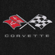 Lloyd Crossed Flags and Corvette Word Double Logo 1974-75 - C3 Corvette floor mat emblem