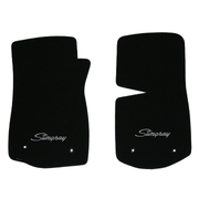 1968-1979 C3 Corvette Lloyd front floor mats - Black with Silver Stingray Script Logo