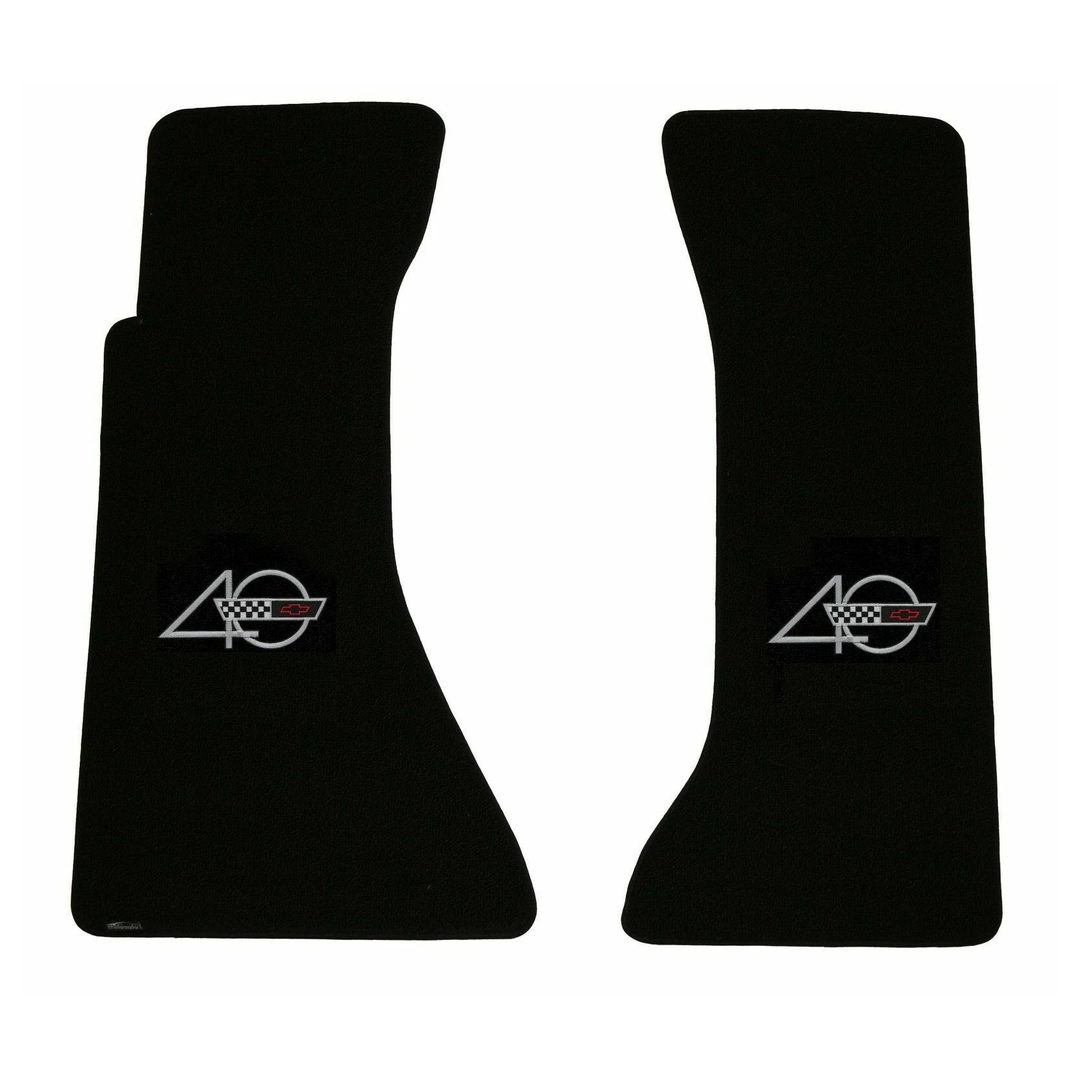 1993 C4 Corvette Lloyd front floor mats - Black with 40th Anniversary Logo