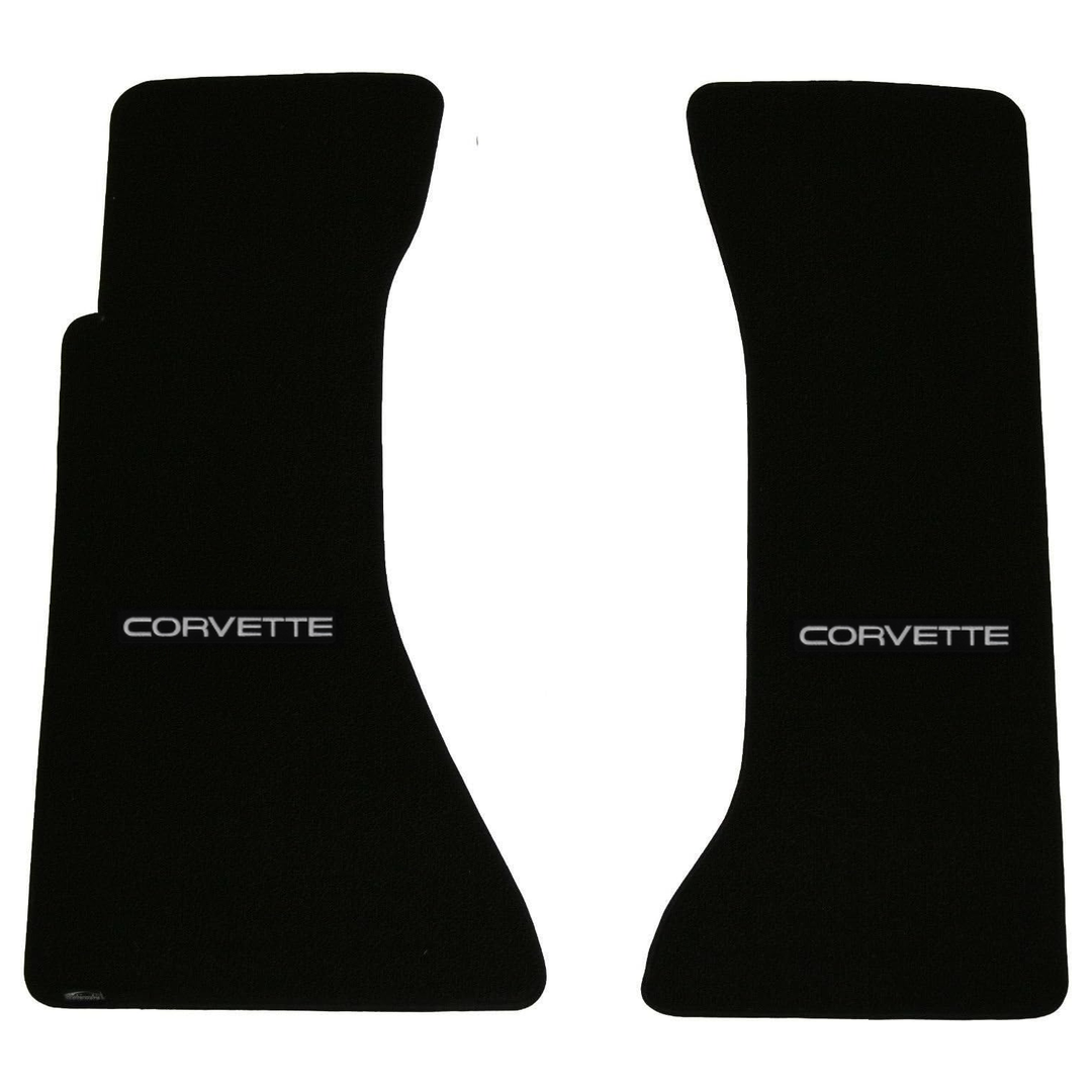 1984-1990 C4 Corvette Lloyd front floor mats - Black with Corvette Word Logo