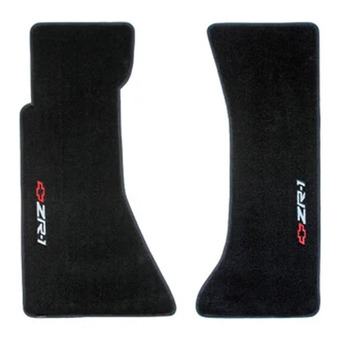 1984-1990 C4 Corvette Lloyd front floor mats - Red ZR-1 Bowtie Logo