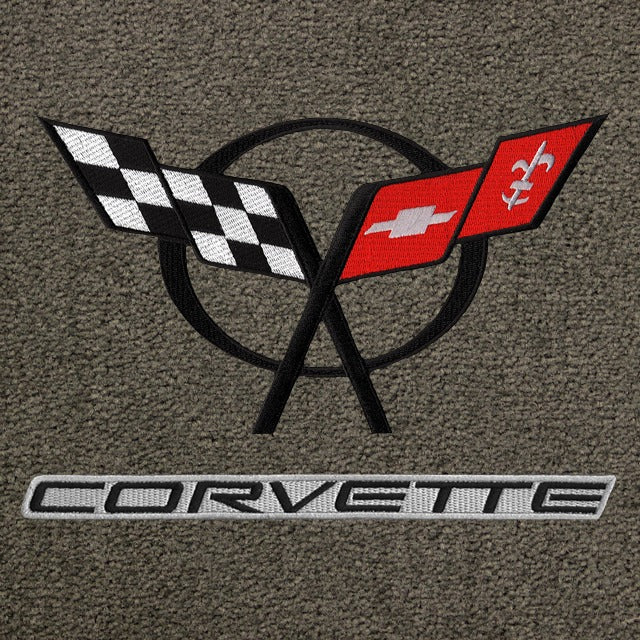 Lloyd C5 Corvette Double Logo Applique Black/Grey - C5 Corvette floor mat emblem