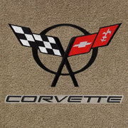 Lloyd C5 Corvette Double Logo Applique Black/Beige - C5 Corvette floor mat emblem