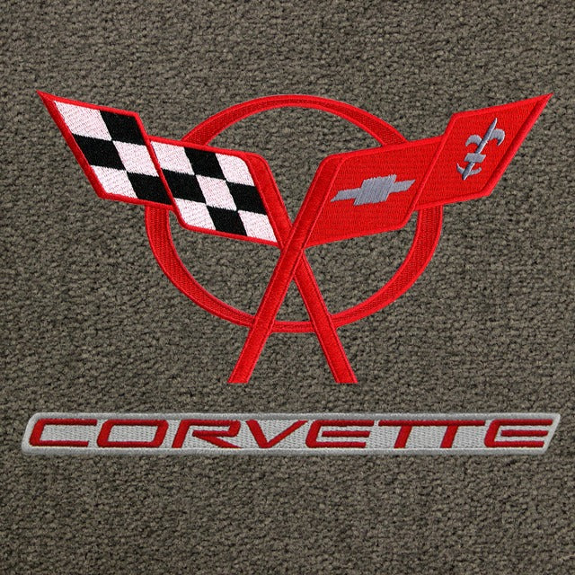 Lloyd C5 Corvette Double Logo Applique Red/Grey - C5 Corvette floor mat emblem