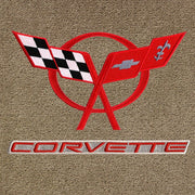 Lloyd C5 Corvette Double Logo Applique Red/Beige - C5 Corvette floor mat emblem