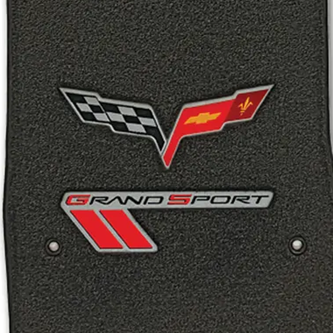 C6 Corvette Crossed Flags and Grand Sport logo - close-up