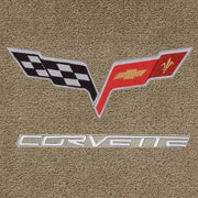 Lloyd C6 Corvette Double Logo Applique Silver/Beige - C6 Corvette floor mat emblem