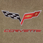 Lloyd C6 Corvette Double Logo Applique Red/Beige - C6 Corvette floor mat emblem
