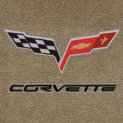 Lloyd C6 Corvette Double Logo Applique Black/Beige - C6 Corvette floor mat emblem