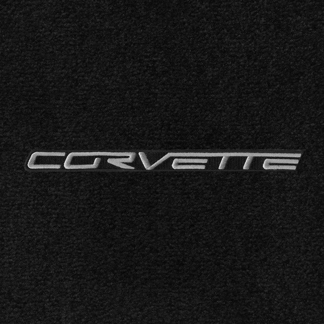 Lloyd Corvette Word Applique Silver on Black (2005-on) - C6 Corvette floor mat emblem