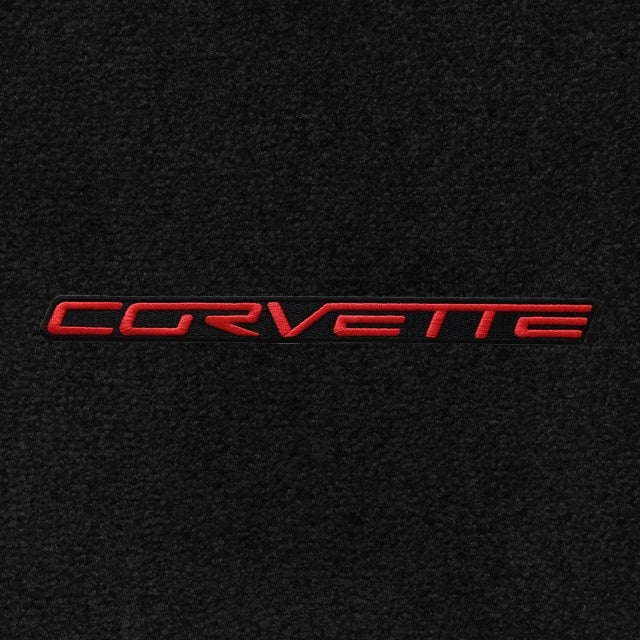 Lloyd Corvette Word Applique Red on Black (2005-on) - C6 Corvette floor mat emblem