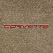 Lloyd Corvette Word Applique Red on Beige (2005-on) - C6 Corvette floor mat emblem