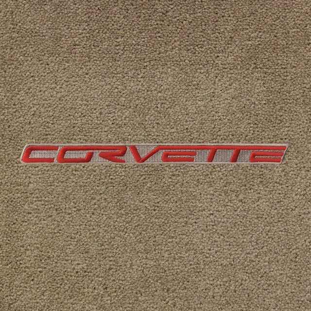 Lloyd Corvette Word Applique Red on Beige (2005-on) - C6 Corvette floor mat emblem