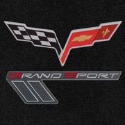 Lloyd Grand Sport Red/Silver on Ebony & C6 Flags APP - C6 Corvette floor mat emblem