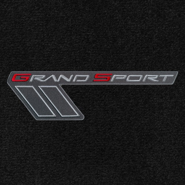 Lloyd Grand Sport Red/Silver on Ebony APP - C6 Corvette floor mat emblem